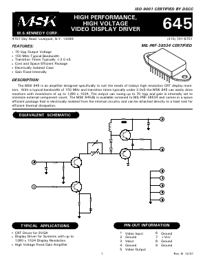 MSK645 Datasheet PDF M.S. Kennedy