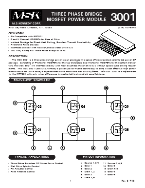 MSK3001 Datasheet PDF M.S. Kennedy