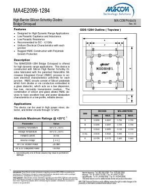 MA4E2099-1284W Datasheet PDF M/A-COM Technology Solutions, Inc.