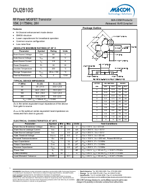 DU2810S Datasheet PDF M/A-COM Technology Solutions, Inc.