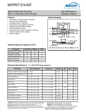MAPRST1214-6UF Datasheet PDF M/A-COM Technology Solutions, Inc.