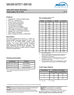 MASW-007071-0001TB Datasheet PDF M/A-COM Technology Solutions, Inc.