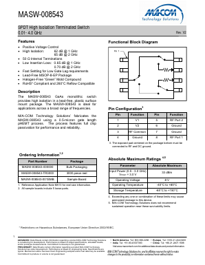 MASW-008543-001SMB Datasheet PDF M/A-COM Technology Solutions, Inc.