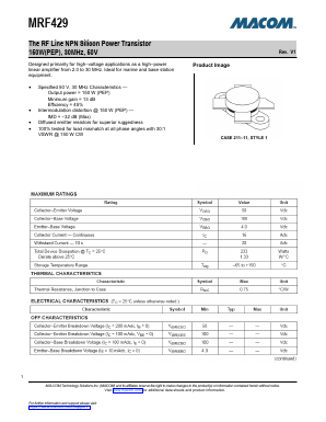 MRF429 Datasheet PDF M/A-COM Technology Solutions, Inc.