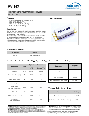 PA1162 Datasheet PDF M/A-COM Technology Solutions, Inc.