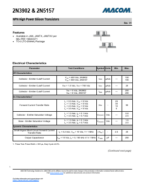 2N3902 Datasheet PDF M/A-COM Technology Solutions, Inc.