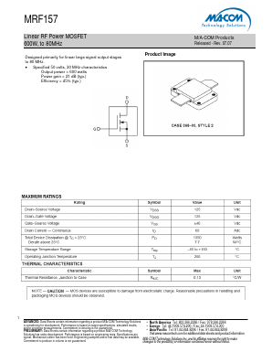 MRF157 Datasheet PDF M/A-COM Technology Solutions, Inc.