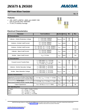 2N5680 Datasheet PDF M/A-COM Technology Solutions, Inc.