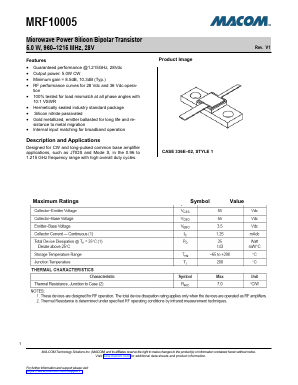 MRF10005 Datasheet PDF M/A-COM Technology Solutions, Inc.