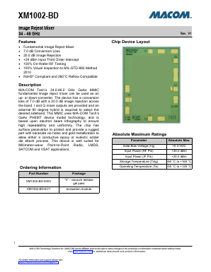 XM1002-BD Datasheet PDF M/A-COM Technology Solutions, Inc.