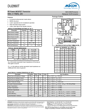 DU2860T Datasheet PDF M/A-COM Technology Solutions, Inc.