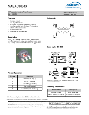 MABA-008800-CT18TB Datasheet PDF M/A-COM Technology Solutions, Inc.