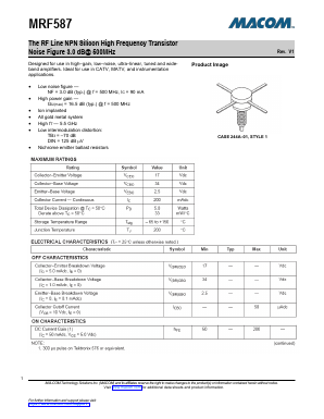 MRF587 Datasheet PDF M/A-COM Technology Solutions, Inc.