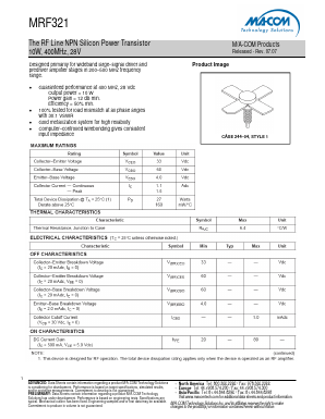 MRF321 Datasheet PDF M/A-COM Technology Solutions, Inc.