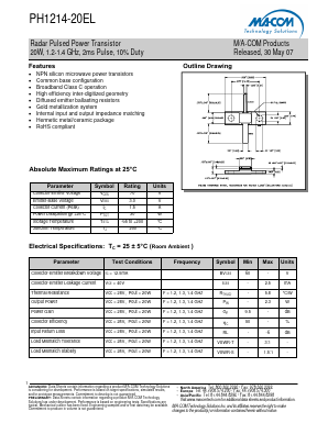 PH1214-20EL Datasheet PDF M/A-COM Technology Solutions, Inc.