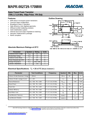 MAPR-002729-170M00 Datasheet PDF M/A-COM Technology Solutions, Inc.