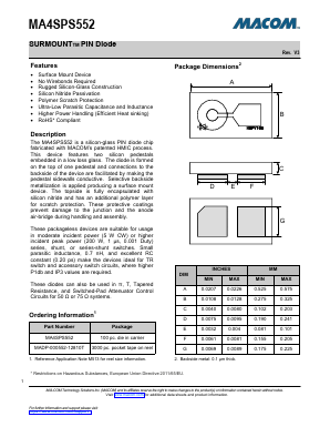 MA4SPS552 Datasheet PDF M/A-COM Technology Solutions, Inc.