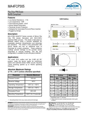 MA4FCP305 Datasheet PDF M/A-COM Technology Solutions, Inc.