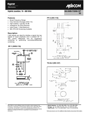HHS-110 Datasheet PDF Tyco Electronics