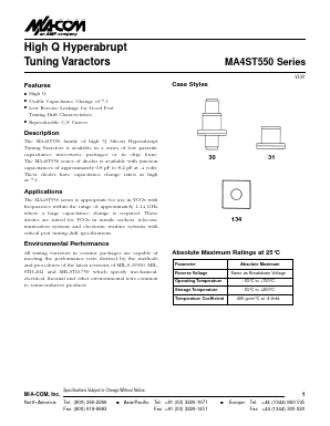 MA4ST555 Datasheet PDF Tyco Electronics