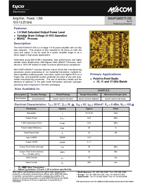 MAAPGM0070-DIE Datasheet PDF Tyco Electronics