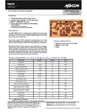 MAAPGM0027-DIE Datasheet PDF Tyco Electronics