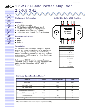 MAAPGM0035 Datasheet PDF Tyco Electronics