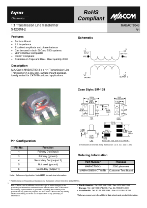 MABA-008800-CT18TB Datasheet PDF Tyco Electronics