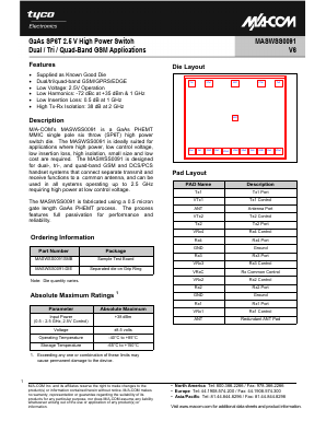 MASWSS0091-DIE Datasheet PDF Tyco Electronics