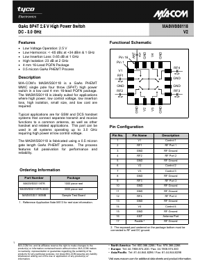 MASWSS0118 Datasheet PDF Tyco Electronics