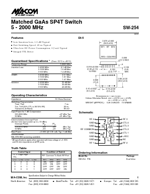 SW-254PIN Datasheet PDF Tyco Electronics