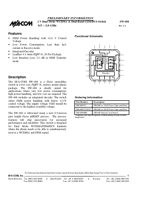 SW-488TR Datasheet PDF Tyco Electronics