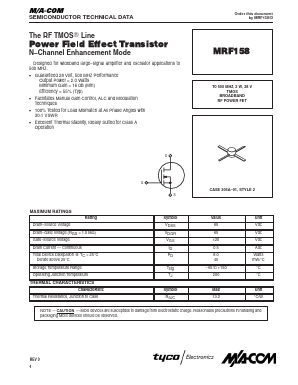 MRF158 Datasheet PDF Tyco Electronics