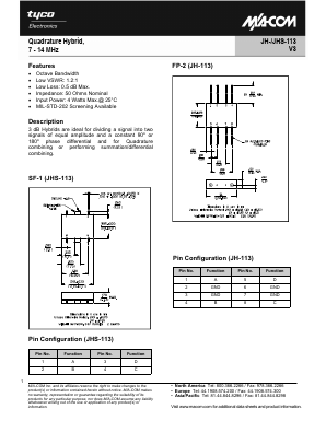 JHS-113PIN Datasheet PDF Tyco Electronics
