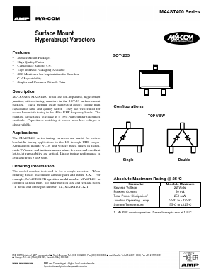 MA4ST401 Datasheet PDF Tyco Electronics
