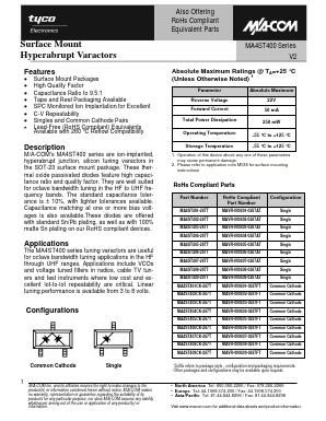 MA4ST404-287T Datasheet PDF Tyco Electronics