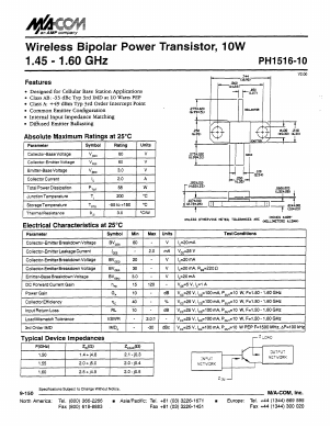 PH1516-10 Datasheet PDF Tyco Electronics