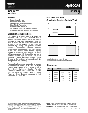 MA4SPS402 Datasheet PDF Tyco Electronics