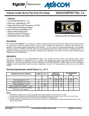 MA4AGSBP907 Datasheet PDF Tyco Electronics