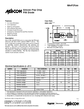 MA4FCP200 Datasheet PDF Tyco Electronics