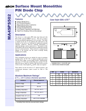 MA4SPS502 Datasheet PDF Tyco Electronics