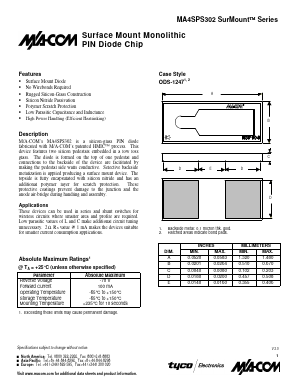 MA4SPS302 Datasheet PDF Tyco Electronics