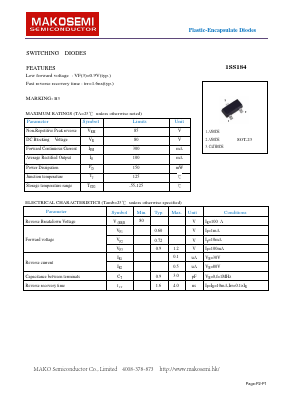 1SS184 Datasheet PDF MAKO SEMICONDUCTOR CO.,LIMITED