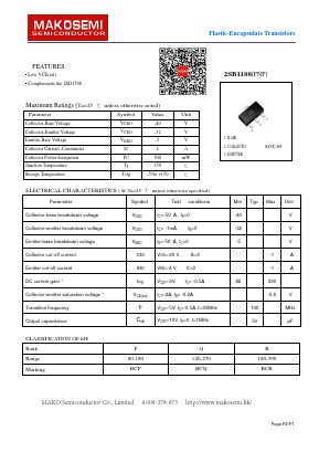 2SB1188 Datasheet PDF MAKO SEMICONDUCTOR CO.,LIMITED