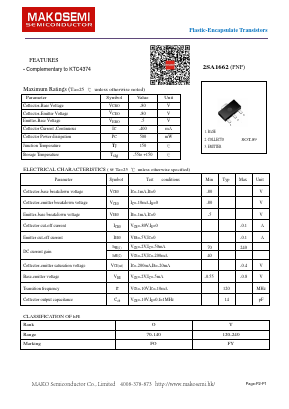 2SA1662 Datasheet PDF MAKO SEMICONDUCTOR CO.,LIMITED
