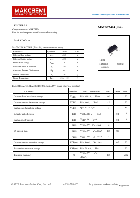 MMBT5401 Datasheet PDF MAKO SEMICONDUCTOR CO.,LIMITED