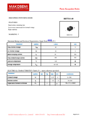 RB751S-40 Datasheet PDF MAKO SEMICONDUCTOR CO.,LIMITED