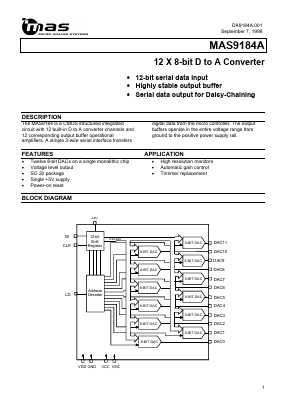 MAS9184A Datasheet PDF Micro Analog Systems Oy