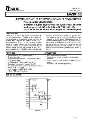 MAS9138S Datasheet PDF Micro Analog Systems Oy