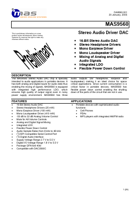 MAS9560 Datasheet PDF Micro Analog systems